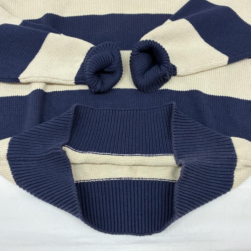 ポロバイラルフローレン Polo by RALPH LAUREN ニット、セーター 長袖 ポニー 刺繍 ボーダー コットン クルーネック ニット セーター S メンズ USED 古着 中古 50167483
