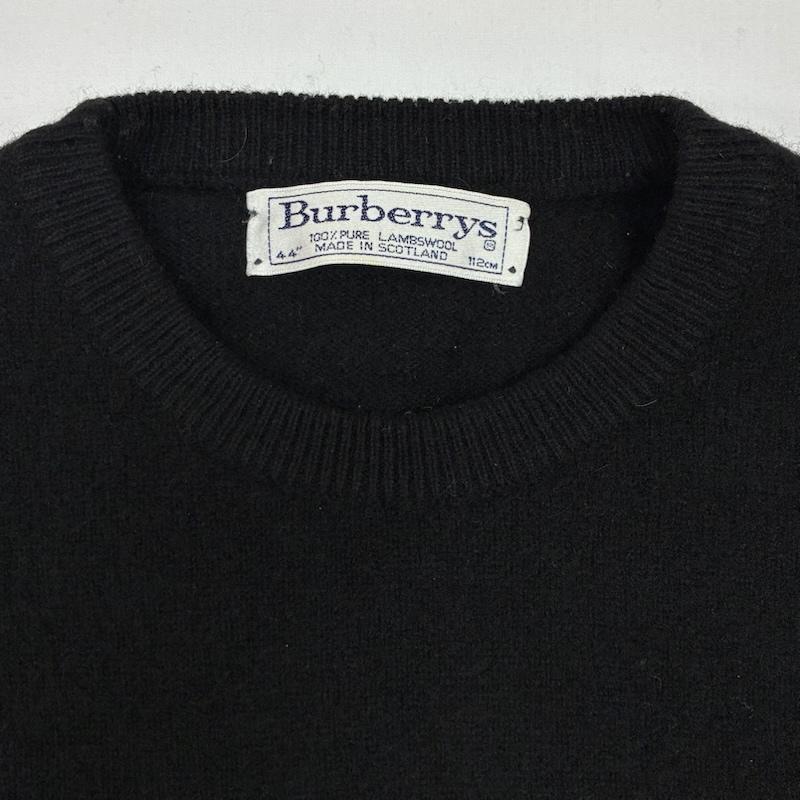 バーバリーズ BURBERRYS ニット、セーター 長袖 オールド スコットランド製 ノバチェック ベア 刺繍 ラムウール クルーネック ニット セーター 44 レディース USED 古着 中古 50167485