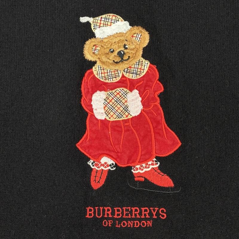 バーバリーズ BURBERRYS ニット、セーター 長袖 オールド スコットランド製 ノバチェック ベア 刺繍 ラムウール クルーネック ニット セーター 44 レディース USED 古着 中古 50167485