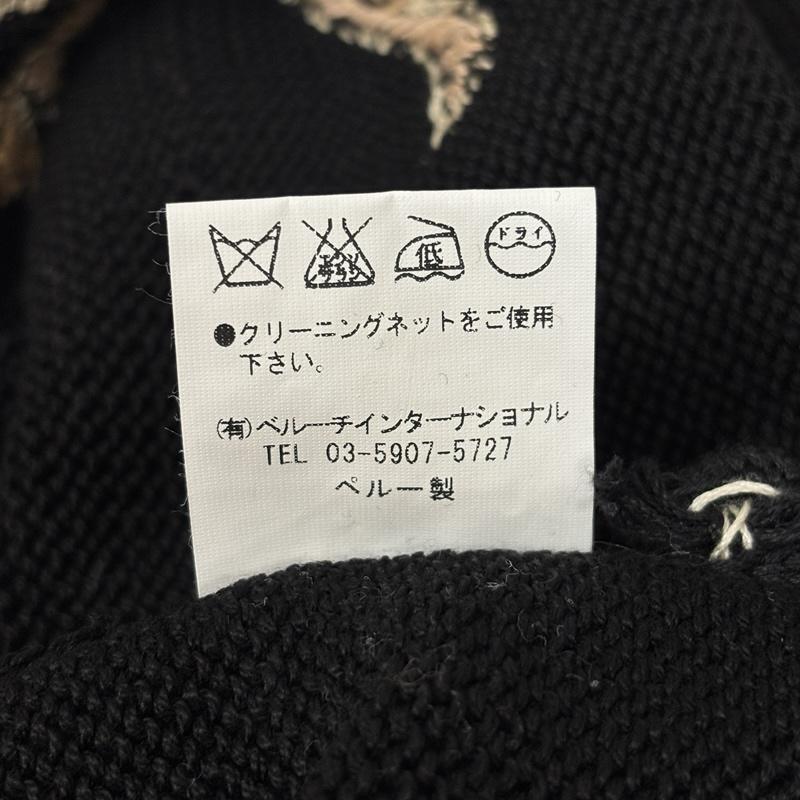 古着 USED カーディガン 半袖 ROYAL ALPACA ロイヤルアルパカ コットンレーヨン 刺繍 ニット カーディガン ペルー製 M 黒 / ブラック / black レディース USED 古着 中古 50167491