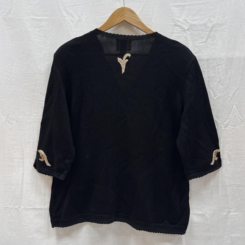 古着 USED カーディガン 半袖 ROYAL ALPACA ロイヤルアルパカ コットンレーヨン 刺繍 ニット カーディガン ペルー製 M 黒 / ブラック / black レディース USED 古着 中古 50167491