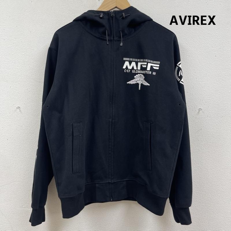 アヴィレックス AVIREX ジャケット、上着 ジャンパー、ブルゾン WINDGUARD ZIP PARKER MFF プリント ジップパーカー 6193479 L 黒 / ブラック / black メンズ USED 古着 中古 50167494