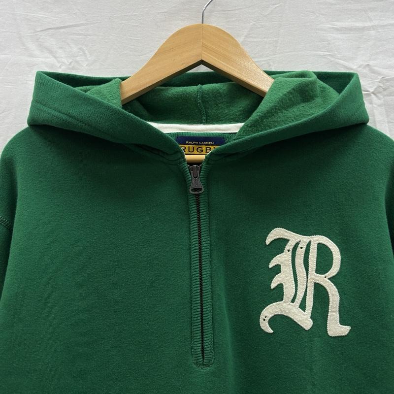ラルフローレン ラグビー RALPH LAUREN RUGBY パーカー 長袖 Rロゴ ハーフジップ プルオーバー フーディ スウェット パーカー L 緑 / グリーン / green メンズ USED 古着 中古 50167499