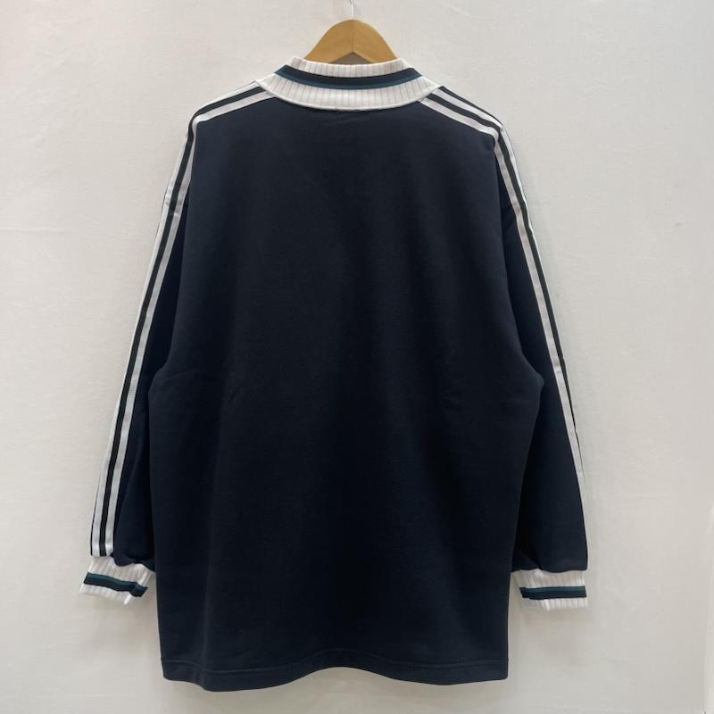 アディダス adidas トレーナー 長袖 90s デサント製 ヴィンテージ Vネック ビッグ ロゴ スウェット 0 黒 / ブラック / black X 白 / ホワイト / white X 緑 / グリーン / green メンズ USED 古着 中古 50167509
