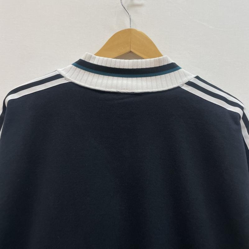 アディダス adidas トレーナー 長袖 90s デサント製 ヴィンテージ Vネック ビッグ ロゴ スウェット 0 黒 / ブラック / black X 白 / ホワイト / white X 緑 / グリーン / green メンズ USED 古着 中古 50167509