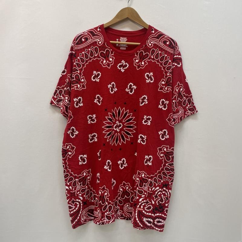 シュプリーム Supreme Tシャツ 半袖 FW22 シュプリーム x ヘインズ バンダナ ペイズリー タグレス Tシャツ 2L 赤 / レッド / red メンズ USED 古着 中古 50167511