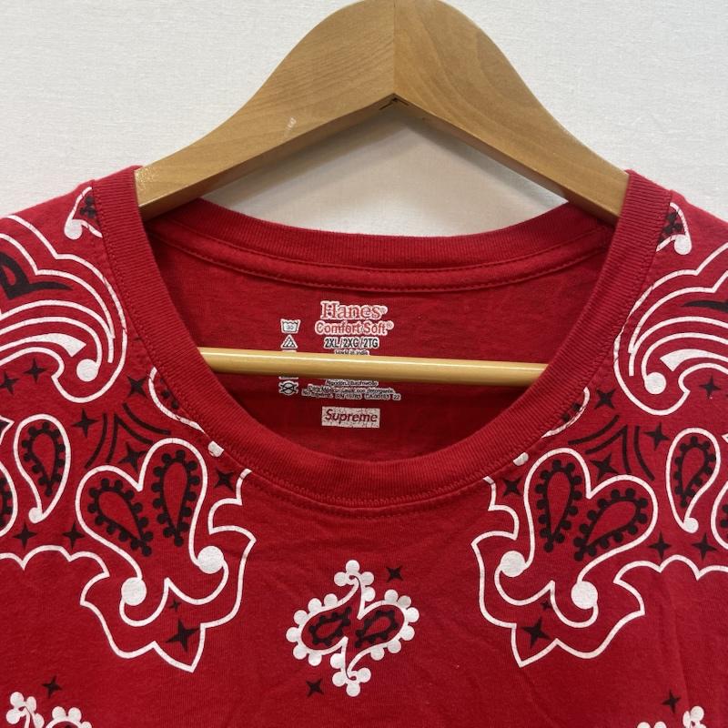 シュプリーム Supreme Tシャツ 半袖 FW22 シュプリーム x ヘインズ バンダナ ペイズリー タグレス Tシャツ 2L 赤 / レッド / red メンズ USED 古着 中古 50167511