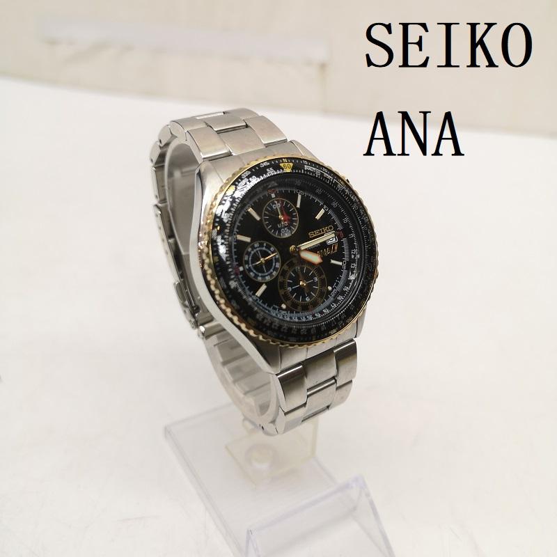 セイコー SEIKO 腕時計 アナログ（クォーツ式） フライトマスター SZER014 7T92-0CF0 ステンレス スチール ANA 腕時計 - 黒 / ブラック / black X 金 / ゴールド / gold color メンズ USED 古着 中古 50167512