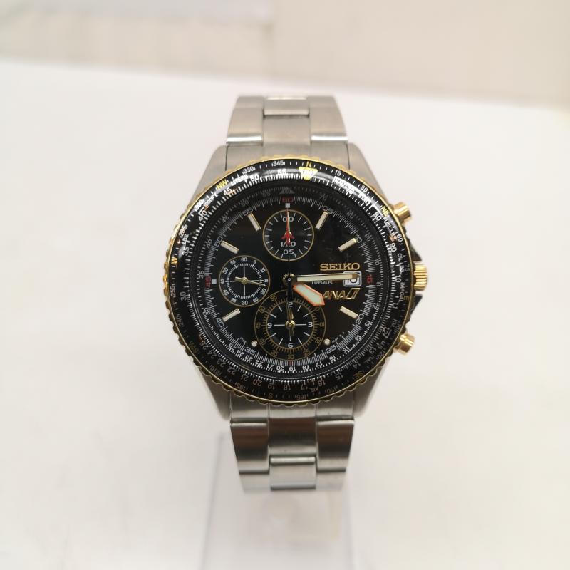 セイコー SEIKO 腕時計 アナログ（クォーツ式） フライトマスター SZER014 7T92-0CF0 ステンレス スチール ANA 腕時計 - 黒 / ブラック / black X 金 / ゴールド / gold color メンズ USED 古着 中古 50167512