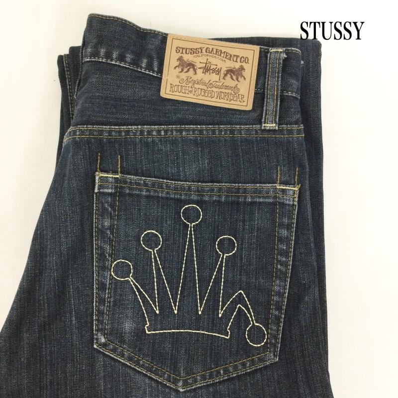 ステューシー STUSSY パンツ デニム、ジーンズ ステューシー デニムパンツ SSリンク ブロークンクラウン 刺繍ロゴ 30インチ 刺繍 インディゴ / インディゴ / Indigo メンズ USED 古着 中古 50167520