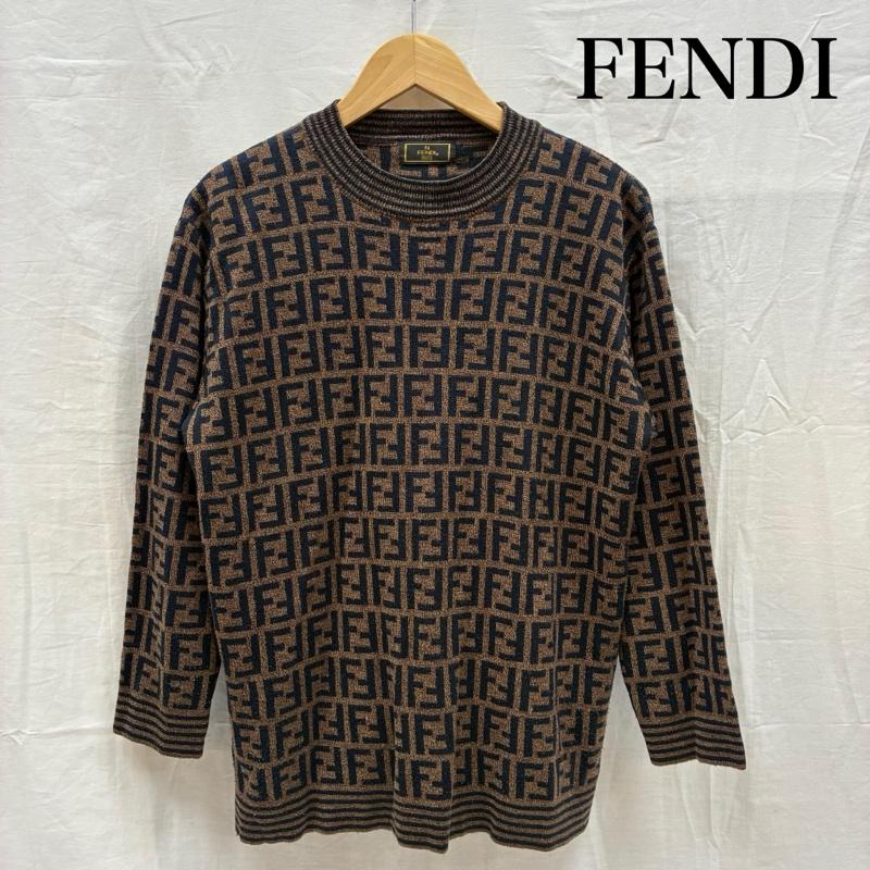 フェンディ FENDI ニット、セーター 長袖 more 90s イタリア製 FF ズッカ柄 アクリル ウール クルーネック ニット セーター ヴィンテージ アーカイブ - レディース USED 古着 中古 50167542