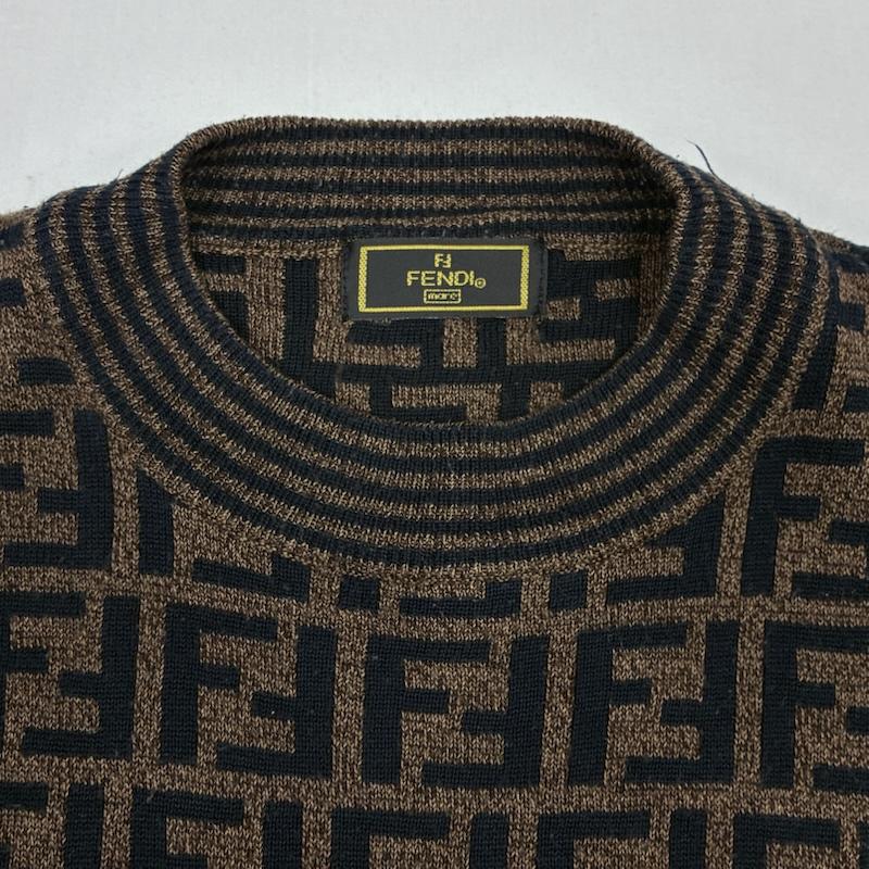 フェンディ FENDI ニット、セーター 長袖 more 90s イタリア製 FF ズッカ柄 アクリル ウール クルーネック ニット セーター ヴィンテージ アーカイブ - レディース USED 古着 中古 50167542