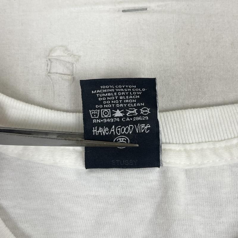 ステューシー STUSSY Tシャツ 半袖 KEVIN LYONS コラボ Burger T-Shirt プリント Tシャツ カットソー M 白 / ホワイト / white メンズ USED 古着 中古 50167545