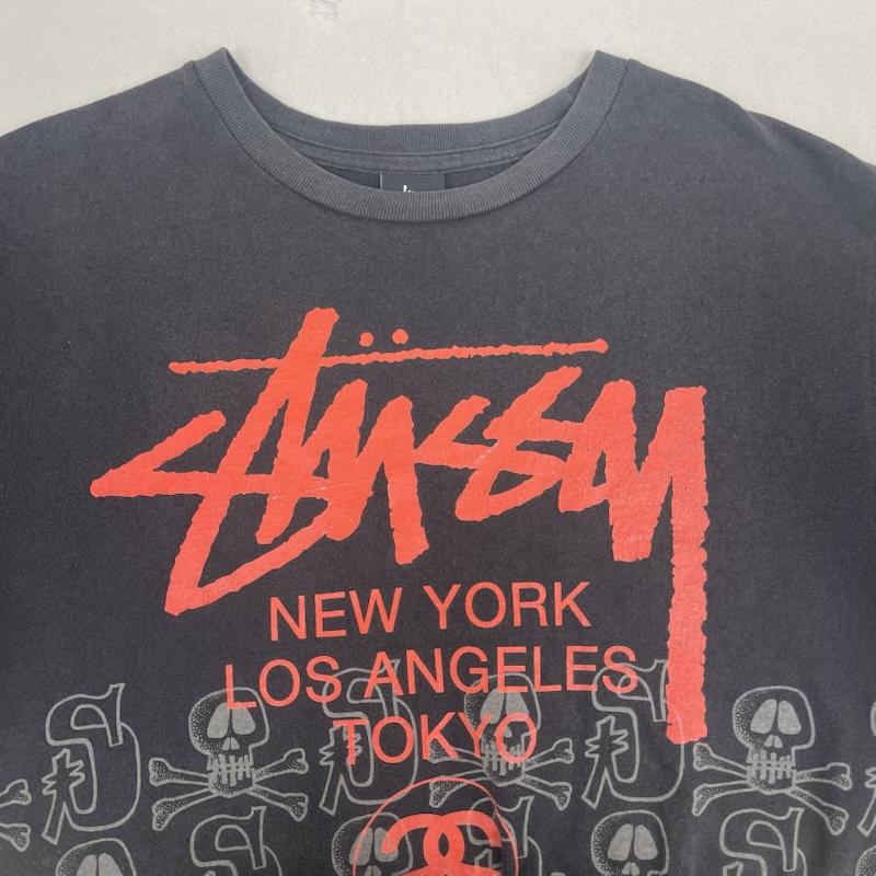 ステューシー STUSSY Tシャツ 半袖 90s 00s USA製 World Tour Skull Tee ドクロ プリント Tシャツ M 黒 / ブラック / black メンズ USED 古着 中古 50167549