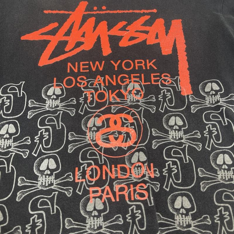ステューシー STUSSY Tシャツ 半袖 90s 00s USA製 World Tour Skull Tee ドクロ プリント Tシャツ M 黒 / ブラック / black メンズ USED 古着 中古 50167549