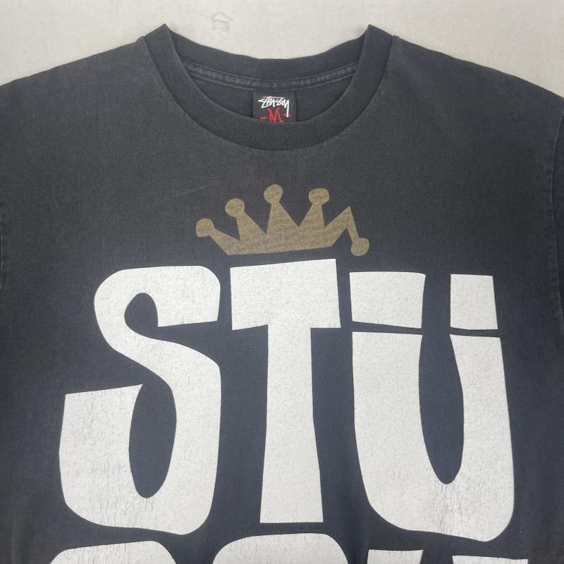 ステューシー STUSSY Tシャツ 半袖 00s メキシコ製 ビッグロゴ クラウン プリント Tシャツ カットソー M 黒 / ブラック / black メンズ USED 古着 中古 50167551