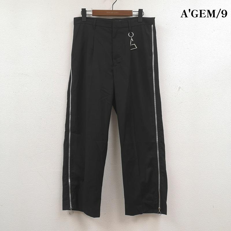 古着 USED パンツ スラックス A GEM/9 2020AW サイド ジップ ワイド スラックス パンツ AGN20-C09 L 黒 / ブラック / black メンズ USED 古着 中古 50167554