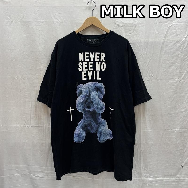 ミルクボーイ MILKBOY Tシャツ 半袖 SEE NO BEAR BIG TEE ベアー プリント オーバーサイズ Tシャツ - 黒 / ブラック / black レディース USED 古着 中古 50167562