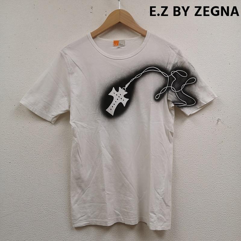 イージーバイゼニア E.Z BY ZEGNA Tシャツ 半袖 クロス 十字架 スプレー グラフィック ショート スリーブ 半袖 Tシャツ S/S TEE M 白 / ホワイト / white メンズ USED 古着 中古 50167583