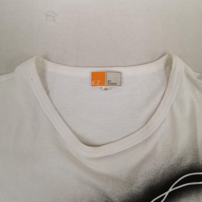 イージーバイゼニア E.Z BY ZEGNA Tシャツ 半袖 クロス 十字架 スプレー グラフィック ショート スリーブ 半袖 Tシャツ S/S TEE M 白 / ホワイト / white メンズ USED 古着 中古 50167583