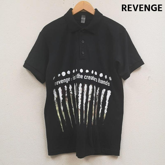 古着 USED ポロシャツ 半袖 REVENGE グラフィック プリント 半袖 ポロシャツ S 黒 / ブラック / black メンズ USED 古着 中古 50167591