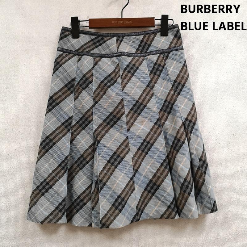 バーバリー・ブルーレーベル BURBERRY BLUE LABEL スカート ミニスカート フェイクレザー ライン ノバチェック フレア ミニ スカート FL557-407 38インチ マルチカラー / マルチカラー / multicolor レディース USED 古着 中古 50167616