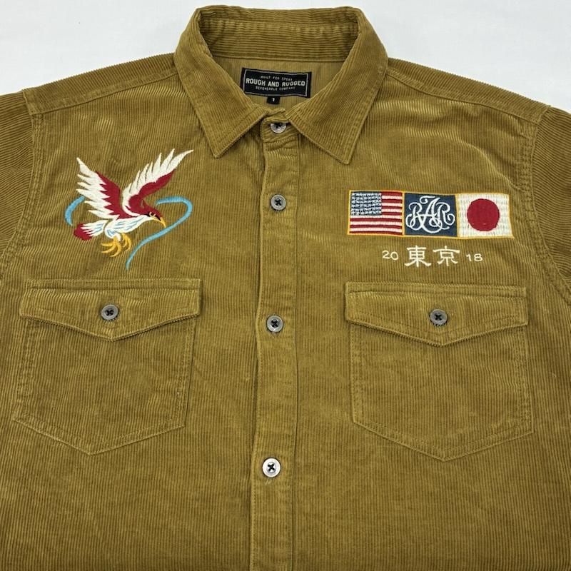 ラフアンドラゲッド ROUGH and RUGGED シャツ、ブラウス 長袖 コーデュロイ 刺繍 スーベニア シャツ 1 メンズ USED 古着 中古 50167661