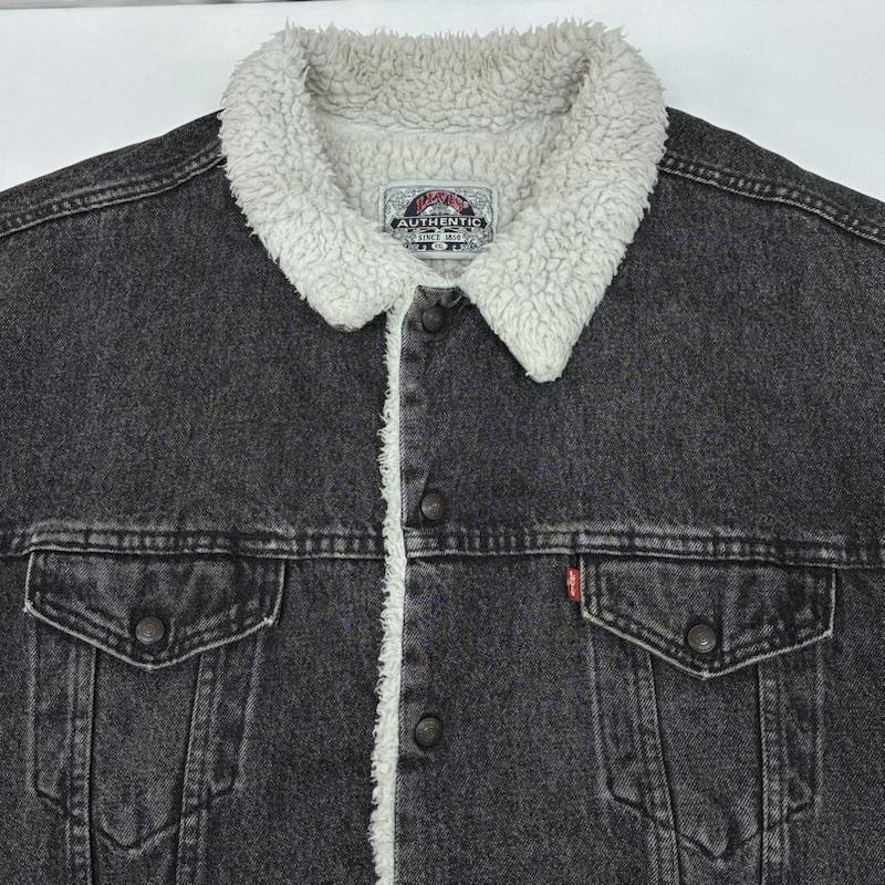 リーバイス Levi s ジャケット、上着 ジャンパー、ブルゾン 70609-4858 シェルパ ボア ブラック デニム ジャケット 90s USA製 ヴィンテージ XXL メンズ USED 古着 中古 50167662