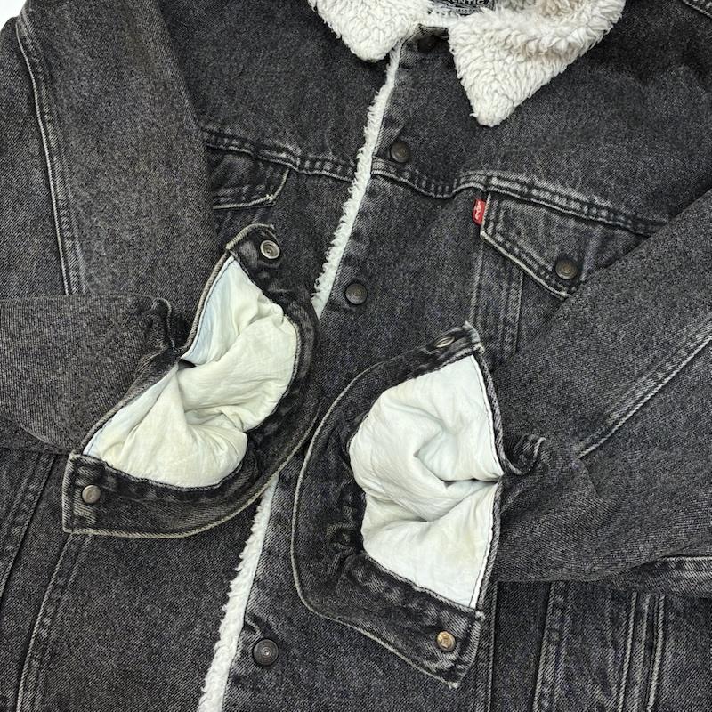 リーバイス Levi s ジャケット、上着 ジャンパー、ブルゾン 70609-4858 シェルパ ボア ブラック デニム ジャケット 90s USA製 ヴィンテージ XXL メンズ USED 古着 中古 50167662