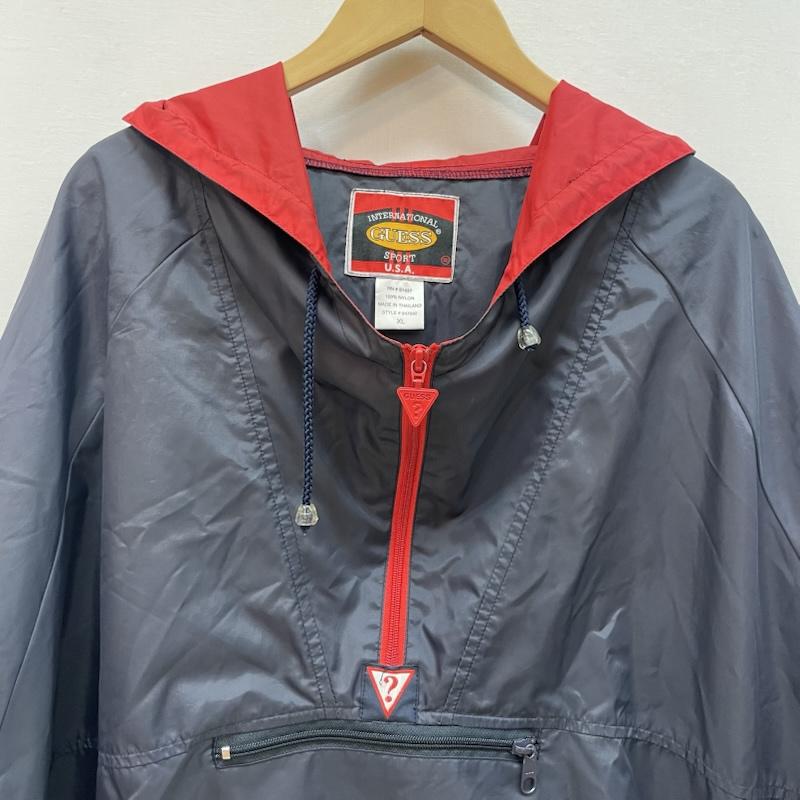 ゲス Guess ジャケット、上着 ジャケット、ブレザー 90s USA製 ゲス スポーツ ナイロン プルオーバー アノラック ジャケット XL 紺 / ネイビー / navy X 赤 / レッド / red メンズ USED 古着 中古 50167665