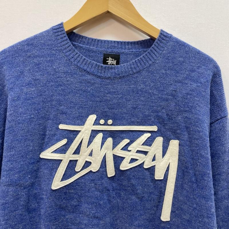 ステューシー STUSSY ニット、セーター 長袖 フェルト製 ストック ロゴ 金タグ XL 青 / ブルー / blue メンズ USED 古着 中古 50167676