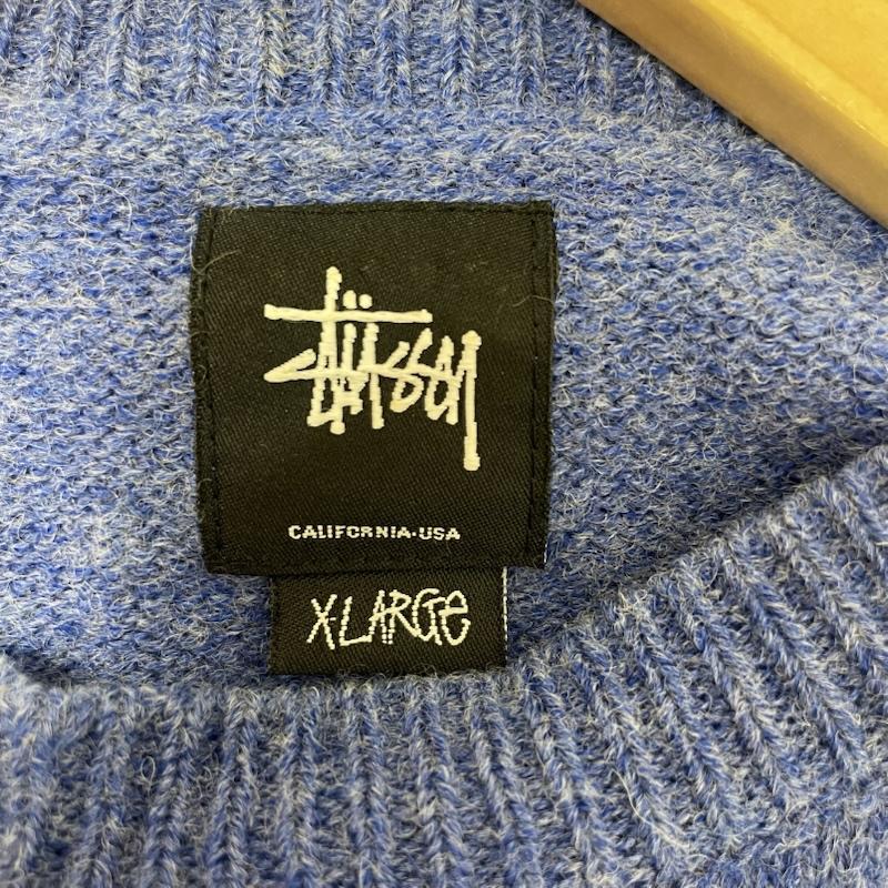 ステューシー STUSSY ニット、セーター 長袖 フェルト製 ストック ロゴ 金タグ XL 青 / ブルー / blue メンズ USED 古着 中古 50167676