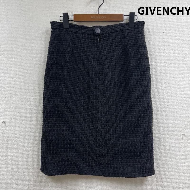ジバンシィ GIVENCHY スカート ひざ丈スカート 80s 90s フランス製 ヴィンテージ ツイードタイト ストレート スカート 42 黒 / ブラック / black レディース USED 古着 中古 50167683