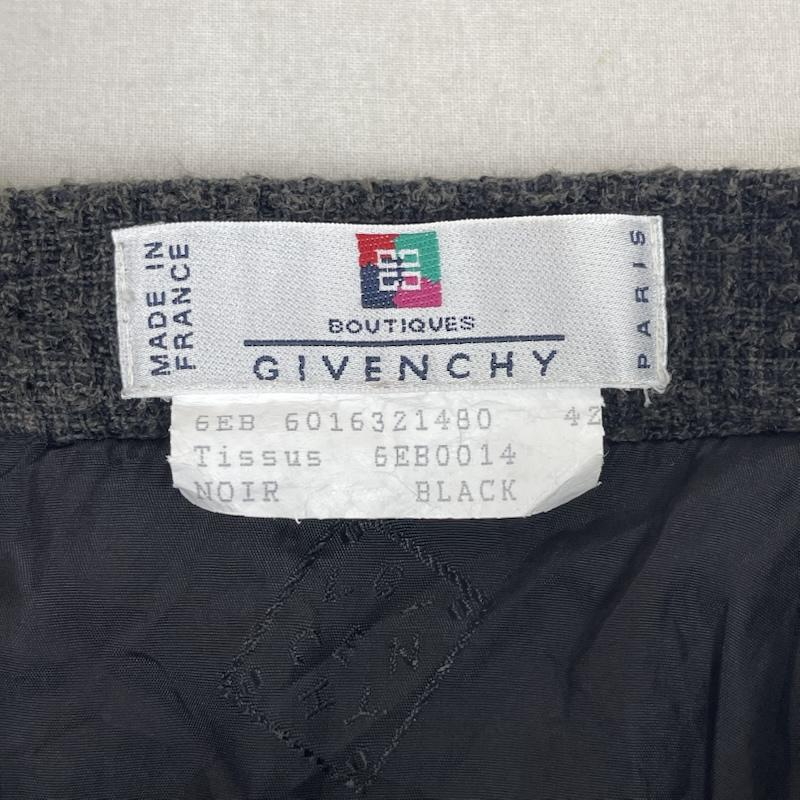 ジバンシィ GIVENCHY スカート ひざ丈スカート 80s 90s フランス製 ヴィンテージ ツイードタイト ストレート スカート 42 黒 / ブラック / black レディース USED 古着 中古 50167683