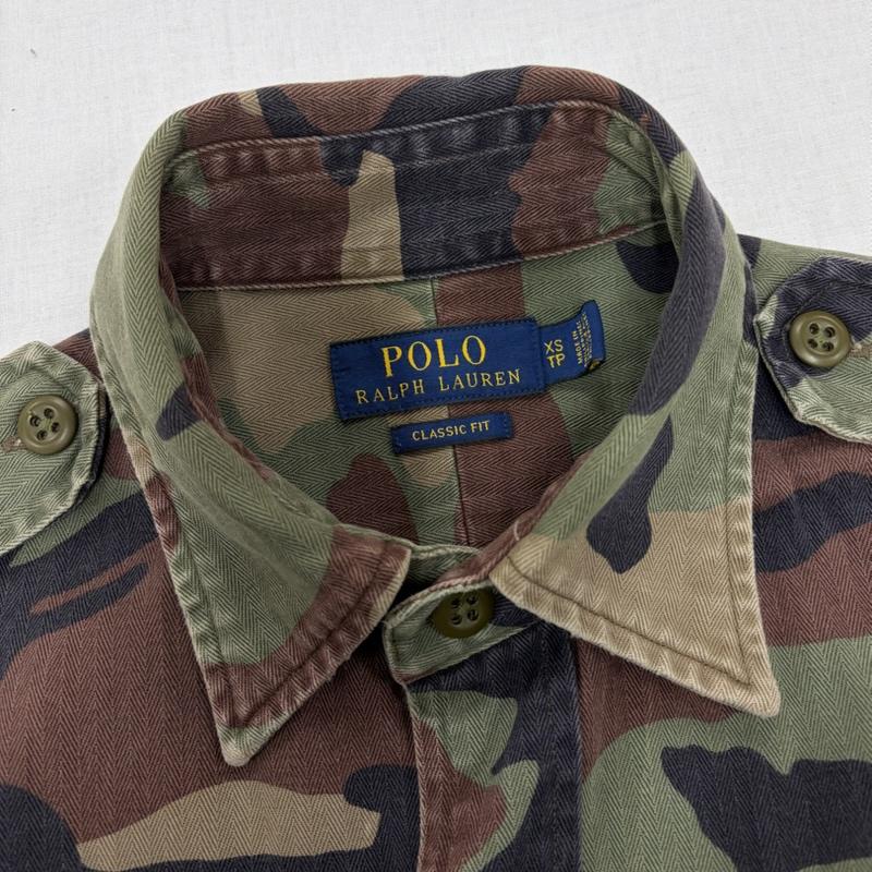 ポロラルフローレン POLO RALPH LAUREN Tシャツ 長袖 迷彩 カモフラ 長袖 ミリタリー シャツ ワーク ジャケット XS カモフラージュ柄・迷彩 緑 / グリーン / green X ベージュ / ベージュ / beige X 茶 / ブラウン / brown メンズ USED 古着 中古 50167684