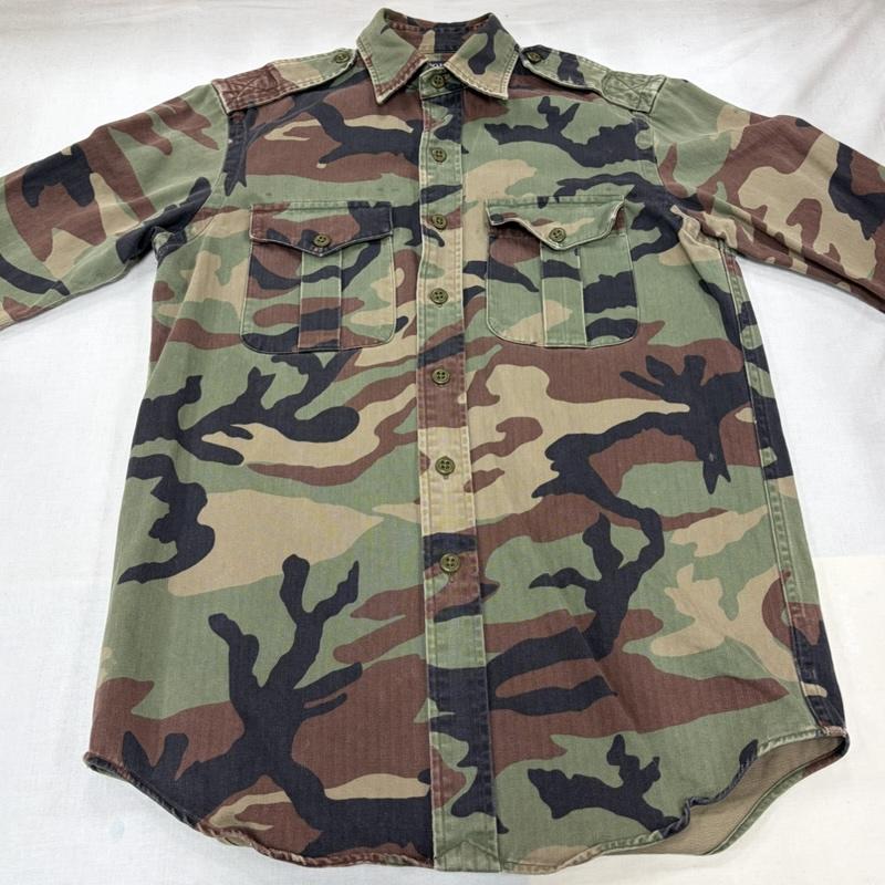 ポロラルフローレン POLO RALPH LAUREN Tシャツ 長袖 迷彩 カモフラ 長袖 ミリタリー シャツ ワーク ジャケット XS カモフラージュ柄・迷彩 緑 / グリーン / green X ベージュ / ベージュ / beige X 茶 / ブラウン / brown メンズ USED 古着 中古 50167684