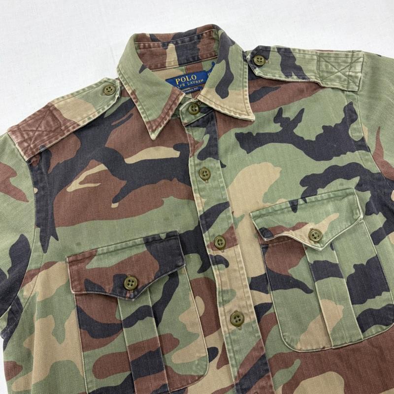 ポロラルフローレン POLO RALPH LAUREN Tシャツ 長袖 迷彩 カモフラ 長袖 ミリタリー シャツ ワーク ジャケット XS カモフラージュ柄・迷彩 緑 / グリーン / green X ベージュ / ベージュ / beige X 茶 / ブラウン / brown メンズ USED 古着 中古 50167684