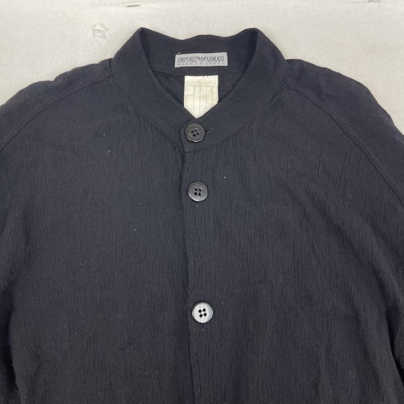 エンポリオアルマーニ EMPORIO ARMANI シャツ、ブラウス 長袖 80s 90s イタリア製 ヴィンテージ マオカラー カジュアル シャツ 黒 / ブラック / black メンズ USED 古着 中古 50167686