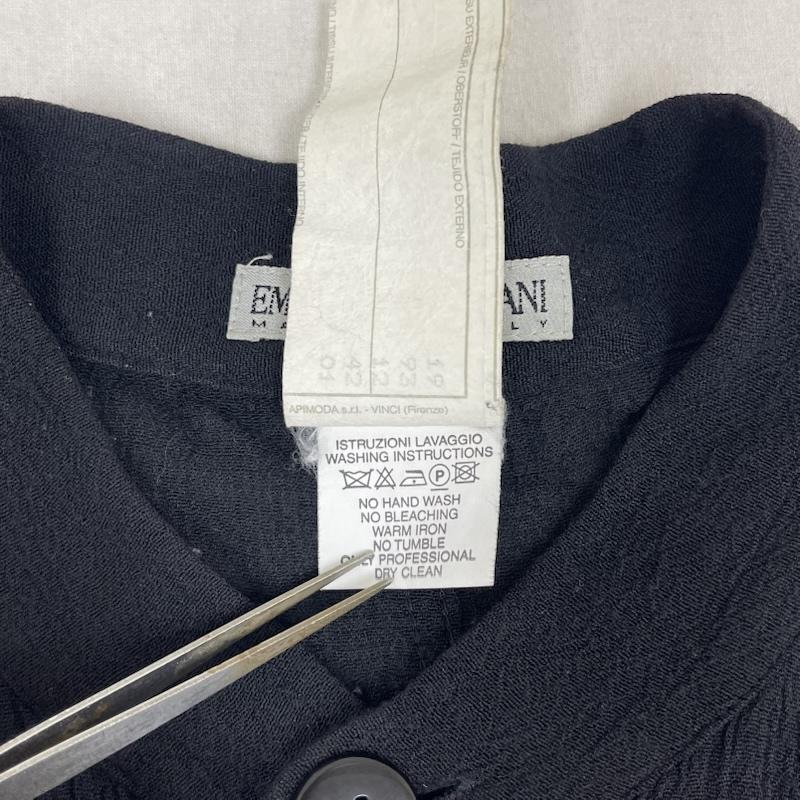 エンポリオアルマーニ EMPORIO ARMANI シャツ、ブラウス 長袖 80s 90s イタリア製 ヴィンテージ マオカラー カジュアル シャツ 黒 / ブラック / black メンズ USED 古着 中古 50167686
