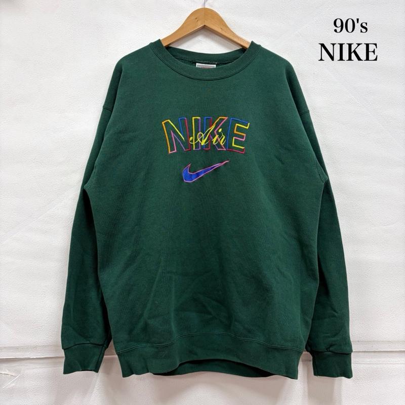 ナイキ NIKE トレーナー 長袖 90s スウェット プルオーバー トレーナー ネオンカラー ロゴ 刺繍 銀タグ ヴィンテージ 裏起毛 XL ロゴ、文字 X 刺繍 緑 / グリーン / green X マルチカラー / マルチカラー / multicolor メンズ USED 古着 中古 50167688