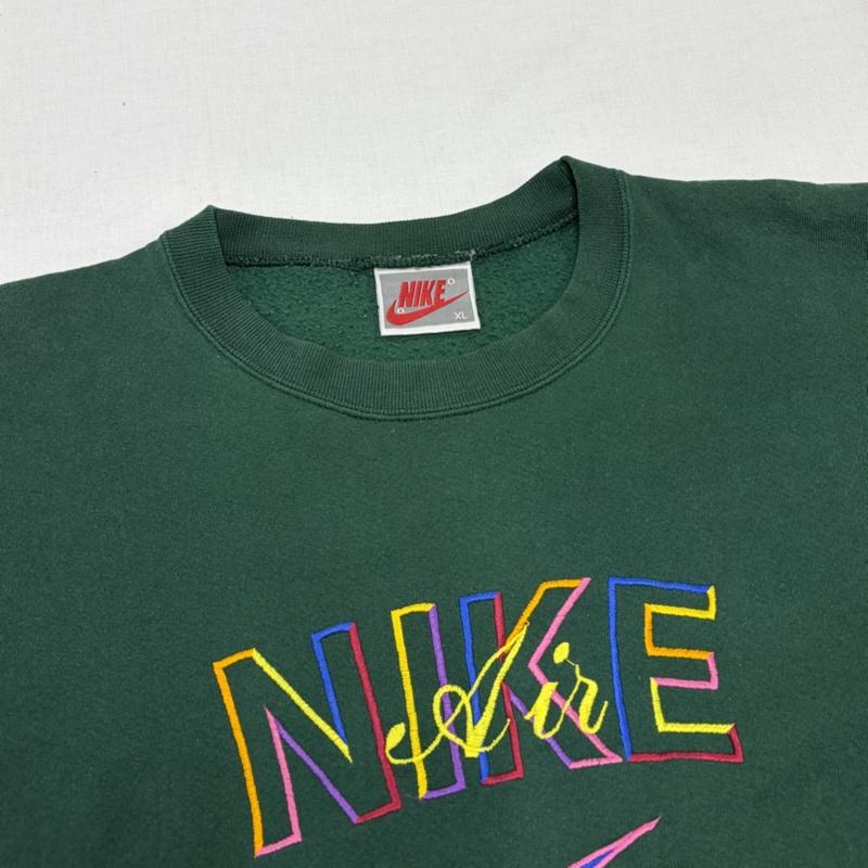 ナイキ NIKE トレーナー 長袖 90s スウェット プルオーバー トレーナー ネオンカラー ロゴ 刺繍 銀タグ ヴィンテージ 裏起毛 XL ロゴ、文字 X 刺繍 緑 / グリーン / green X マルチカラー / マルチカラー / multicolor メンズ USED 古着 中古 50167688
