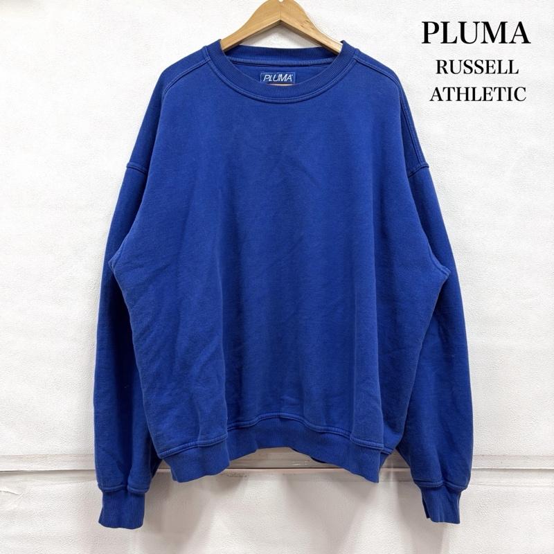 ラッセルアスレティック Russell Athletic トレーナー 長袖 90s 00s PLUMA プルマ クルーネック スウェット トレーナー 無地 ヴィンテージ フェード XXL 無地 青 / ブルー / blue メンズ USED 古着 中古 50167689