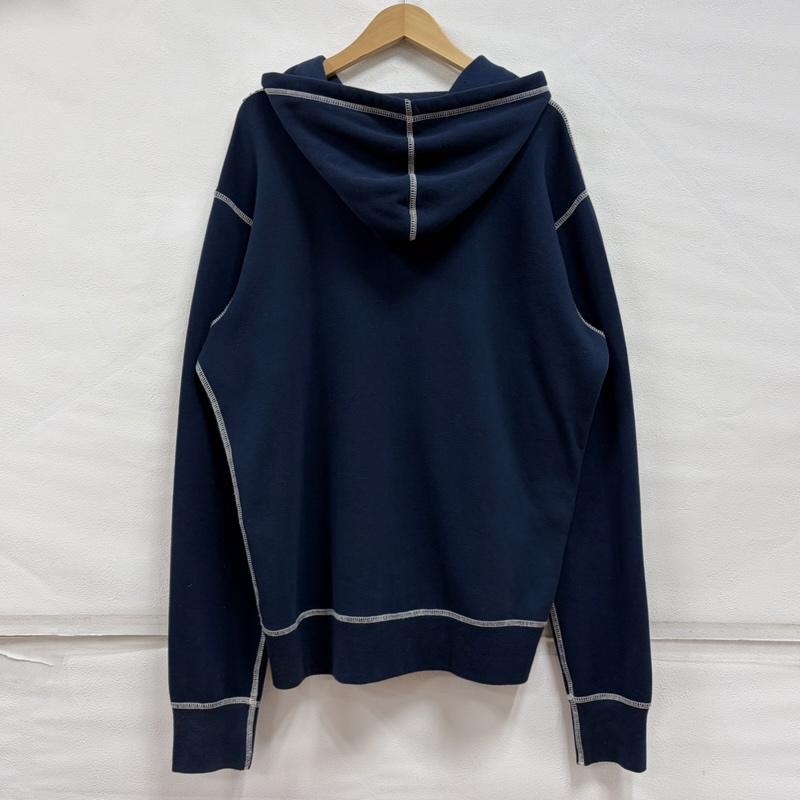 トゥルーレリジョン TRUE RELIGION パーカー 長袖 スウェット ジップアップ パーカー ステッチ ロゴ プリント L ワンポイント X ロゴ、文字 X プリント 紺 / ネイビー / navy X 白 / ホワイト / white メンズ USED 古着 中古 50167690