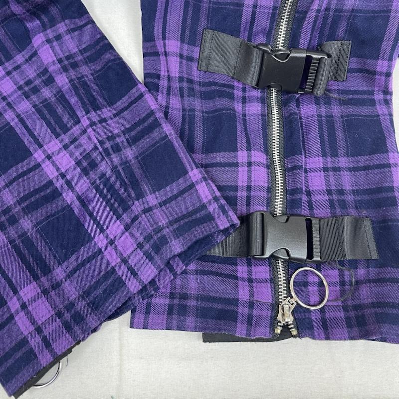 古着 USED パンツ ワークパンツ、ペインターパンツ REFLEM 地雷系 ベルト付き サイドZIP チェック パンツ rf23-c04 FREE 紫 / パープル / purple レディース USED 古着 中古 50167692
