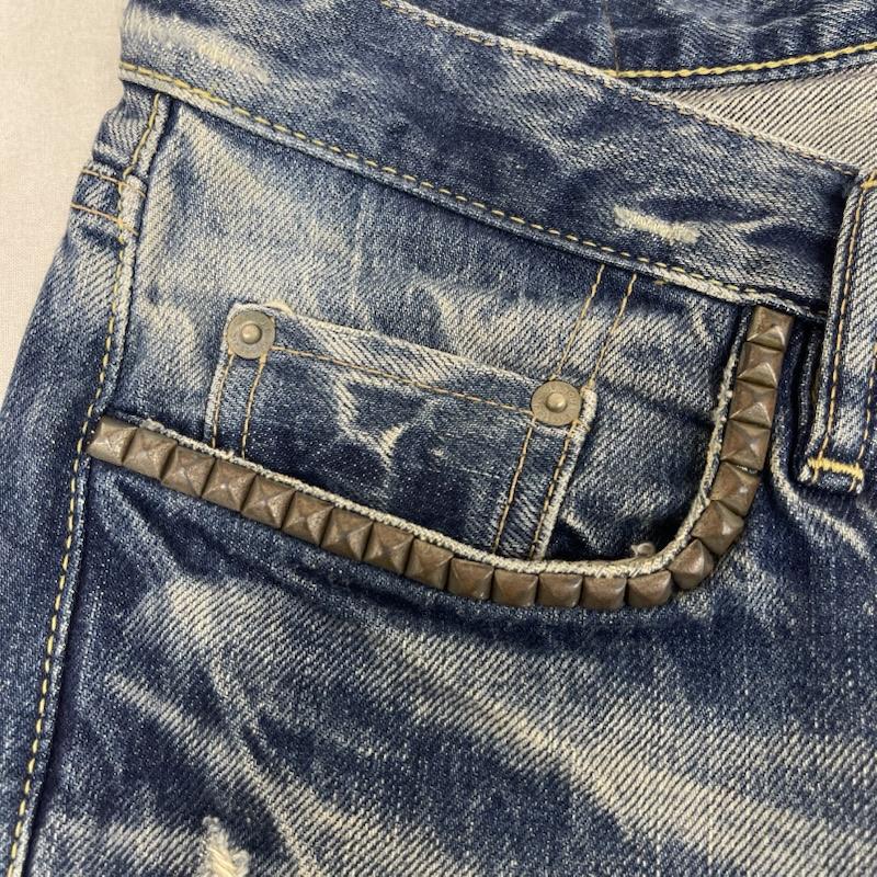 ヒステリックグラマー HYSTERIC GLAMOUR パンツ デニム、ジーンズ SP CLASH加工 ダメージ スタッズ デニム パンツ 0203AP04 28インチ インディゴ / インディゴ / Indigo メンズ USED 古着 中古 50167696