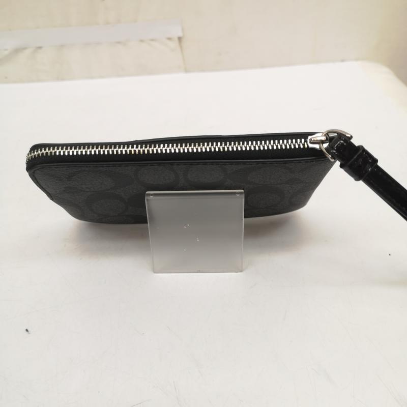 コーチ COACH ポーチ ポーチ シグネチャー レザー ポーチ - 黒 / ブラック / black X 灰 / グレー / gray レディース USED 古着 中古 50167709