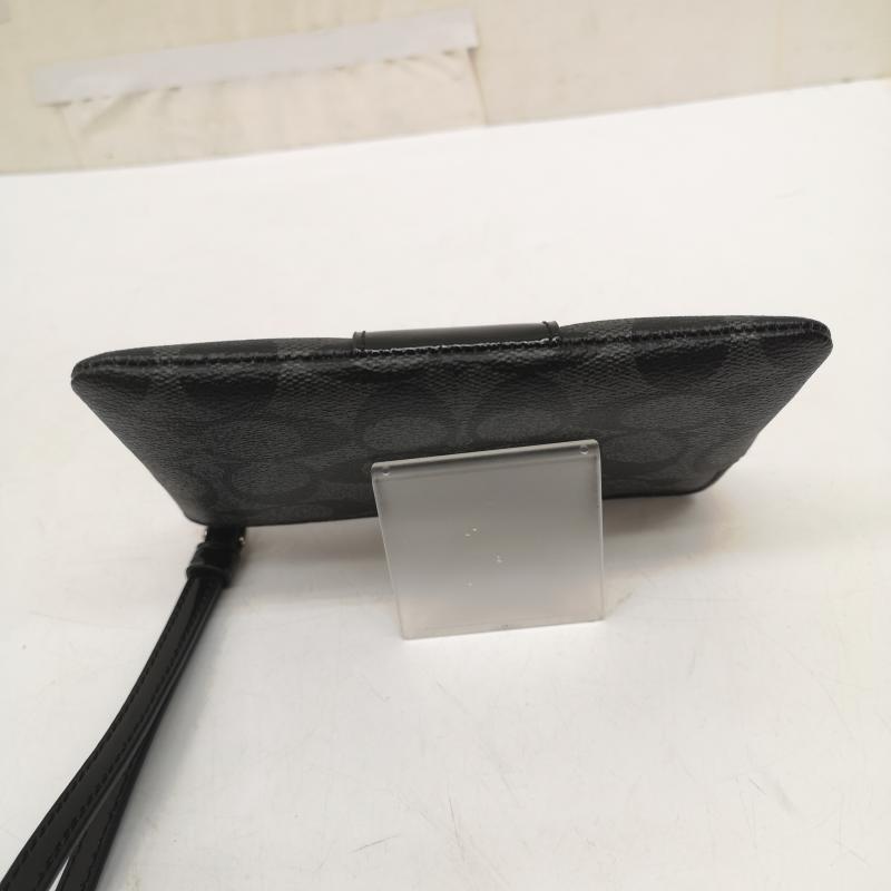 コーチ COACH ポーチ ポーチ シグネチャー レザー ポーチ - 黒 / ブラック / black X 灰 / グレー / gray レディース USED 古着 中古 50167709
