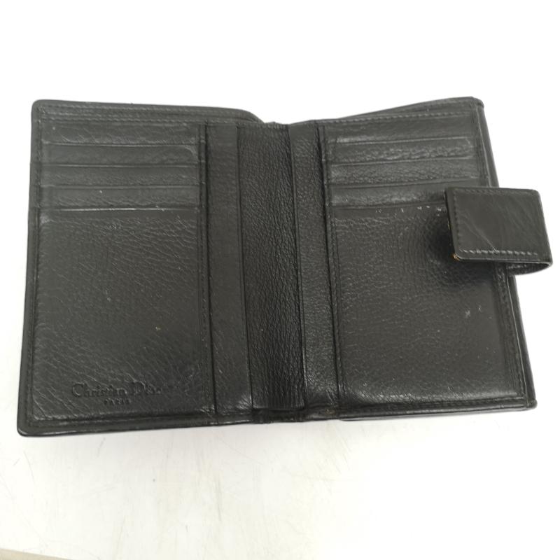 クリスチャンディオール Christian Dior 財布 二つ折り ロゴ 金具 レザー 本革 二つ折り 財布 トロッター 柄 - 黒 / ブラック / black レディース USED 古着 中古 50167710