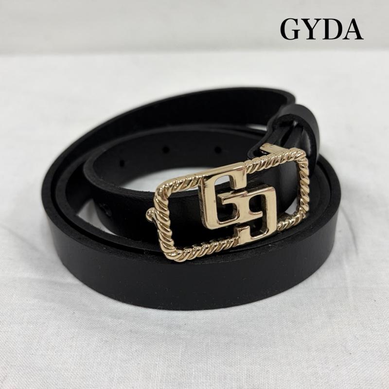 ジェイダ GYDA ベルト・バックル ベルト GGロゴ バックル レザーベルト - ロゴ、文字 黒 / ブラック / black X 金 / ゴールド / gold color レディース USED 古着 中古 50167712