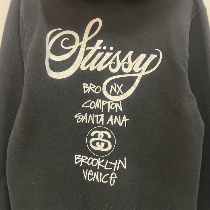 ステューシー STUSSY パーカー 長袖 フーディー ワールドツアー ロゴ グラフィック デザイン S 黒 / ブラック / black X 白 / ホワイト / white メンズ USED 古着 中古 50167741